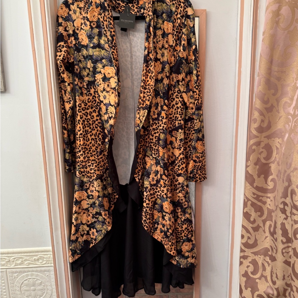 Reborn Leopard and Floral Jacket - Black and Orange